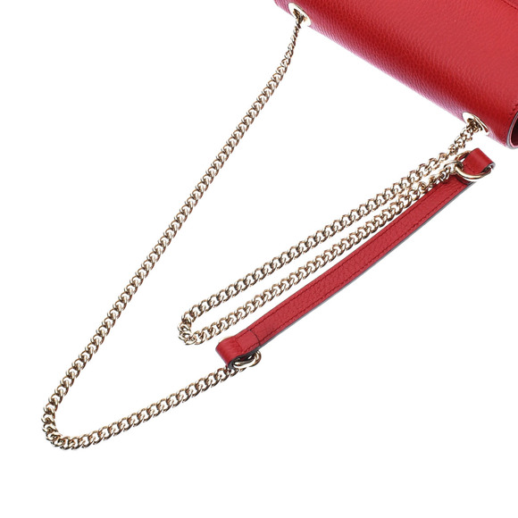 Gucci Interlocking G Chain Shoulder Bag Outlet Red Leather - Picture 3 of 11